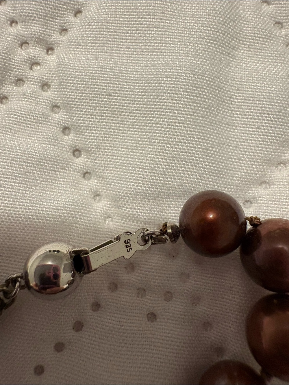 Chocolate Pearl Necklace with Sterling Silver Clasp - Picture 5 of 5